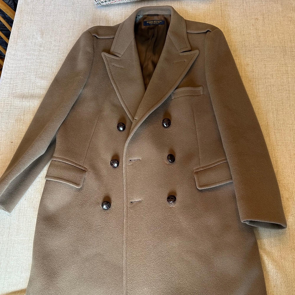 Vintage Men’s Brooks Brothers Made in America Long Wool Coat Camel